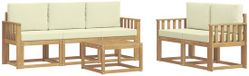 vidaXL Acacia Hout Wit en Crème Bank Loungeset 4 Zitplekken