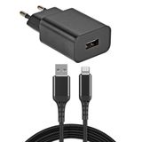 Allteq ALTQ-LI-COMBI-Z-0.5 Oplader met USB-A naar Lightning kabel, 5W, 2.4A, Zwart, 0.5m