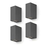 Calex Wandlamp Up & Downlight Bergamo - 2x GU10 - IP54 Water- en Stofbestendig - Geschikt voor Binnen en Buiten - Eenvoudige installatie - Rechthoek - Antraciet – 4-Pack
