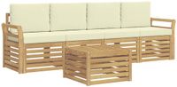 vidaXL - Buiten - bank - set - 5 - st - Wit - en - crèmekleurig - Polyester