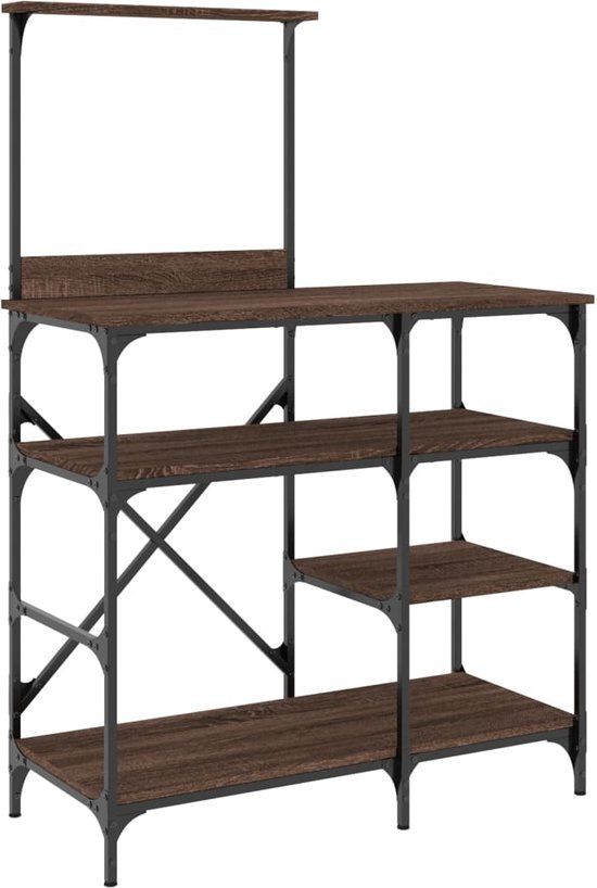 vidaXL Bakkersrek - 90x40x132 cm - Hout en Metaal - Bruin Eikenkleur
