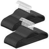 SONGMICS CRP020B05 Kleerhangers van kunststof, antislip, ruimtebesparend, 0,5 cm dik, lengte 42 cm, 360° draaibare haak, metallic grijs en zwart, 50 stuks