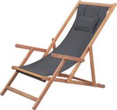 vidaXL Opklapbare stoel met stoffen bekleding en houten frame, grijs