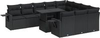 vidaXL 11-delige Loungeset met kussens polyrattan zwart
