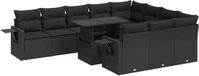 vidaXL Loungeset 11-delig met kussens polyrotin noir
