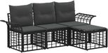 vidaXL - Salon d'extérieur - 4 pièces - Noir et Gris Foncé - Polyester