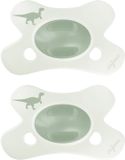 Difrax Fopspeen Natural - 0 tot 6 Maanden - Dino - Groen Dinoprint - 2 Stuks