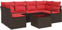 vidaXL Tuinbank Set 7-st 6-Aantal zitplaatsen Beige en Rood