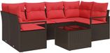 vidaXL Tuinbank Set 7-st 6-Aantal zitplaatsen Beige en Rood