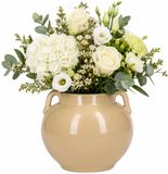 Atmosphera Vaas Aquilos - glans - taupe - D18 x H17 cm - keramiek
