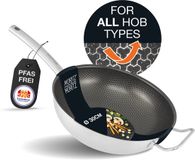 Moritz & Moritz Keramische Wokpan - PFAS-vrij - Ø30cm - Geschikt voor alle Warmtebronnen – Keramische Antiaanbaklaag en Honingraatstructuur voor Koken, Bakken en Smoren