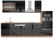 Vicco Fame-Line Unité de cuisine complète – 300 cm avec armoire haute, sans plan de travail Anthracite laqué brillant/chêne doré