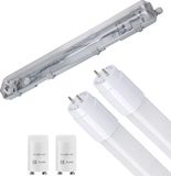 Velvalux LED Waterdichte TL Armatuur met T8 G13 Buizen - Strela - 60cm - Dubbel - Koppelbaar - Waterdicht IP65 - 16W 1920lm - 840 Natuurlijk Wit 4000K