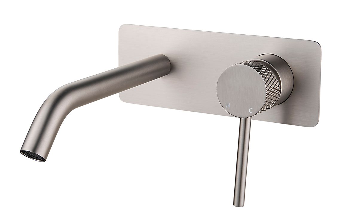 Wiesbaden Ribbd inbouw wastafelmengkraan geborsteld staal - Messing - 8720365810657