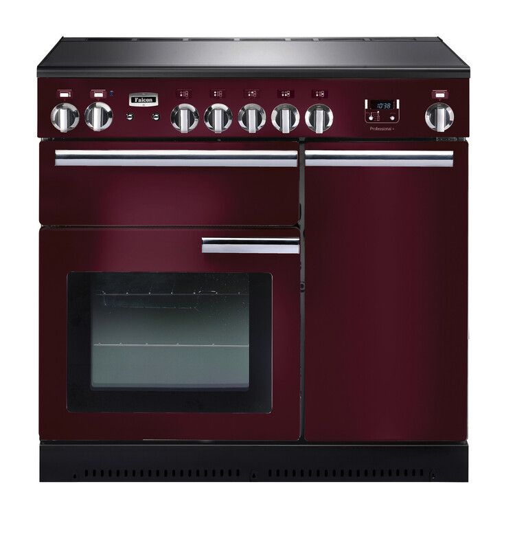 Falcon Professional+ 90 Vrijstaand fornuis | Inductie | Zwart/Bordeaux/Chroom | A