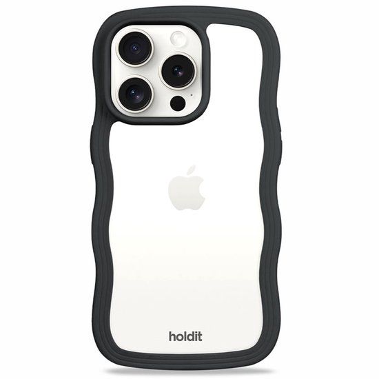 Holdit Wavy Case geschikt voor Apple iPhone 14 Pro - Black / Transparent
