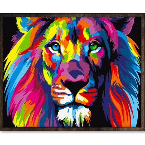 Eagle Arts & Crafts Eagle® Diamond Painting Gekleurde Leeuw - 50x40cm - Vierkante Steentjes
