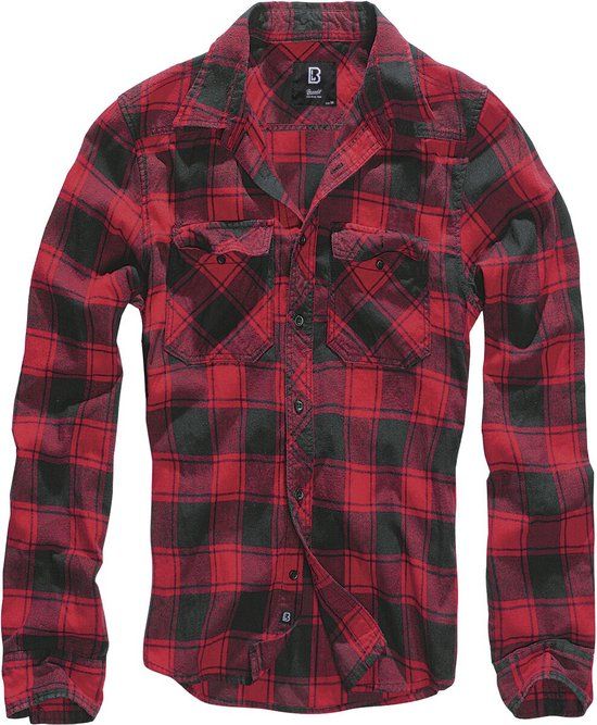 Brandit Checkshirt Heren Flanellen overhemd - rood/zwart - M