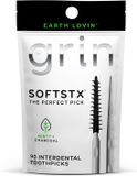 Grin Charcoal Infused Softstx, milde tandenstokers, 90 stuks