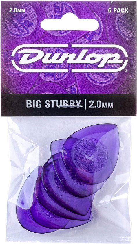 Jim Dunlop Big Stubby 2.00mm 6-Pack Plectrums