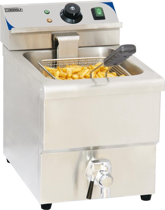 Casselin Professionele elektrische friteuse met aftapkraan RVS 8 Liter