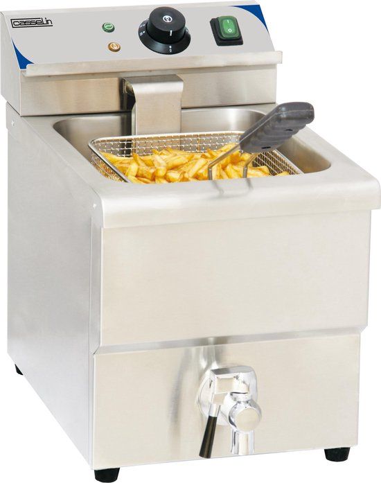 Professionele elektrische friteuse met aftapkraan - RVS - 8 Liter