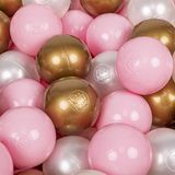 KiddyMoon Ballenbak ballen voor Kinderen Ø7 cm met 100 Stuks - Poederroze Parel Goud