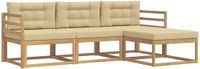 vidaXL - Buiten - bank - set - 4 - st - Wit - en - Beige - Polyester