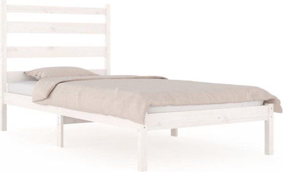 vidaXL Bedframe - Massief Grenenhout - Wit - 100x200 cm
