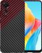 Techsuit Hoesje geschikt voor Oppo A78 4G - Carbonite FiberShell Carbon Back Cover - Rood/Zwart