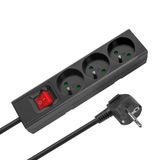 LECHPOL Verlengkabel URZ3197-3B Kemot zwart met schakelaar 3 sleuven - 3 m (1,5 mm)