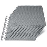 ProsourceFit Puzzel oefenmat ½ inch, EVA in elkaar grijpende schuimvloertegels voor thuissportschool, mat voor thuistrainingsapparatuur, vloerbekleding voor kinderen, grijs, 60 x 60 x 60 cm, 48 m² -