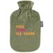Fashy Warmwaterkruik 2,0 l met fleece overtrek met borduurwerk "MORE PER FAVORE", groen