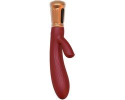 Viotec Mina Tarzan Vibrator Rabbit Vibrator Dubbele Stimulatie Goud en Wijnrood Luxueus Zacht Siliconen