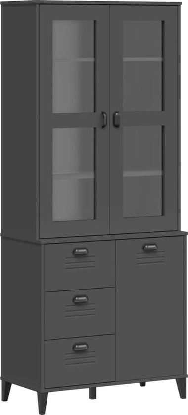 vidaXL Hoge kast VIKEN 80x40x190 cm massief grenenhout antracietgrijs