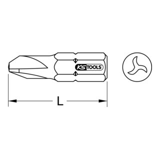 KS Tools KS Tools 1/4" CLASSIC bit TRIWING, 25mm, 2mm Aantal:1