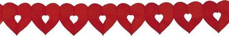 Haza-Witbaard Rode hartjes thema feestslinger - Set van 3x stuks - 6 meter - Valentijnsdag of Love decoratie / versiering - papier
