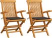 Maison Exclusive - Chaises pliantes avec coussins taupe, 2 pièces, en bois de teck massif