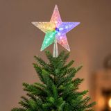 Merkloos / Sans marque Ger Import Kerstster piek verlicht - gekleurde knipperende LED verlichting - kunststof - 22,5 cm