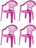 Merkloos / Sans marque Interbosch B.V. Camping Kinderstoel van kunststof - 4x stuks - fuchsia roze - 37 x 31 x 51 cm