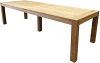AVH-Collectie Krista dining tuintafel 300x100x77,5 cm bruin/terre wicker met teakhouten onderstel en tafelblad