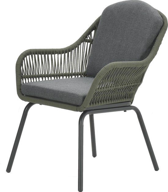 Garden Impressions Triton dining stoel - rope moss green - carbon black/ mystic grey