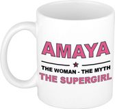 Bellatio Decorations naam cadeau mok - Amaya - Woman Myth Supergirl - koffiemok - 300 ml - collega - moederdag