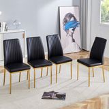 OKWISH Eetkamerstoel Set Van 4 - Zwart Goud