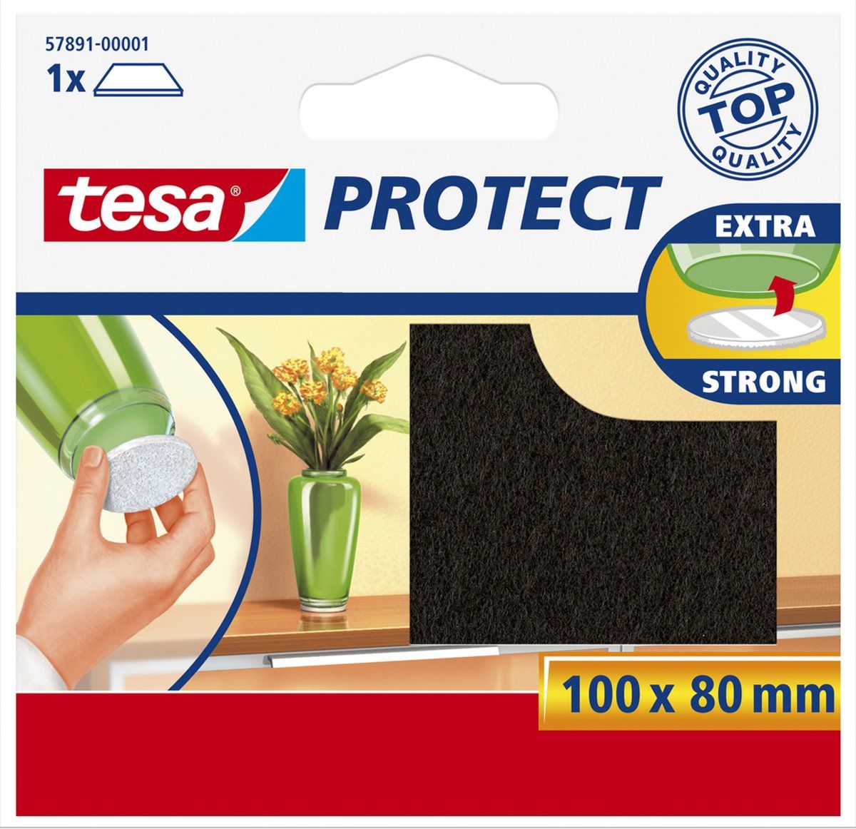 tesa Protect Vloerbeschermers voor meubilair - bruin - rechthoek - vilt