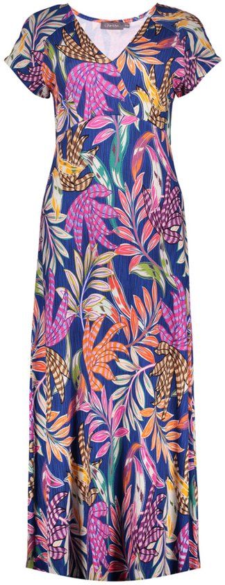 Geisha Jersey Midi Jurk Met V Hals 67153 60 Jane 000625 Blue/fuchsia Dames Maat L