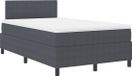 vidaXL LED Boxspring Bed Donkergrijs en Wit 120 x 190 cm