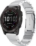 By Qubix Qubix - Geschikt voor Garmin bandje - 22mm Quickfit - Stainless steel schakelband - Zilver - Geschikt voor Garmin Fenix 7 / 6 / 5