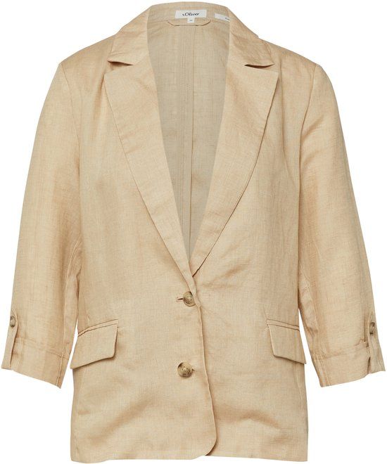 s.Oliver Vrouwen Regular Fit Linnen Blazer Lichtbeige 42