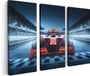 Artaza Canvas Schilderij Drieluik Formule 1 Auto bij de Finish - Rood - 120x80 - Canvas Print